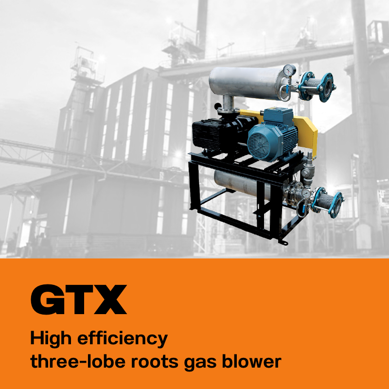 GTX high efficiency three-lobe roots gas blower เครื่องเป่าแก๊ส, แก๊สโบลเวอร์