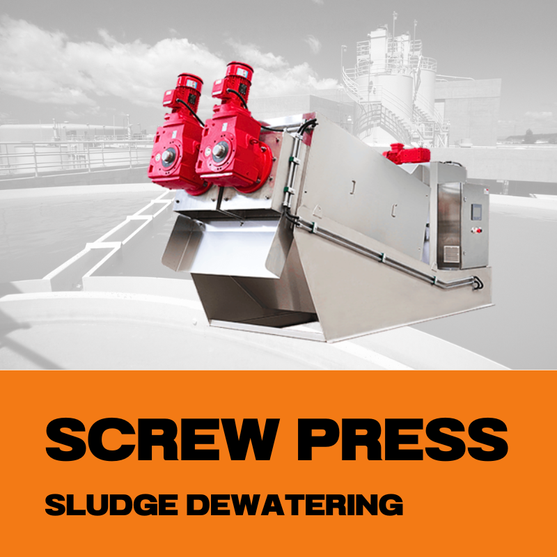 Screw press sludge dewatering machine 